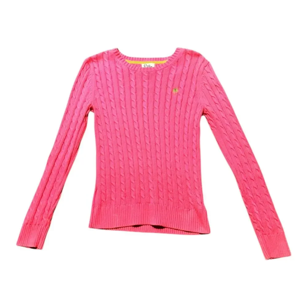 VTG Lilly Pulitzer Pink Cableknit sweater women’s small - Picture 7 of 10